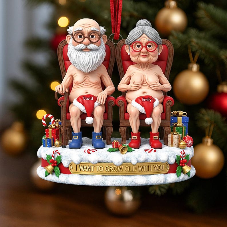 Personalized Naughty Old Couple Christmas Ornament, Annoying each other since Xmas Ornament, Flat 2D Ornament, Custom Name Ornament Gifts