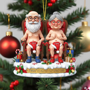 Personalized Naughty Old Couple Christmas Ornament, Annoying each other since Xmas Ornament, Flat 2D Ornament, Custom Name Ornament Gifts