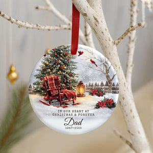Custom Memorial Ornament Dad Remembrance Christmas Keepsake, Mom Loss Gift Memorial Day Glass Ornament, Loss of Father Gift In Loving Memory