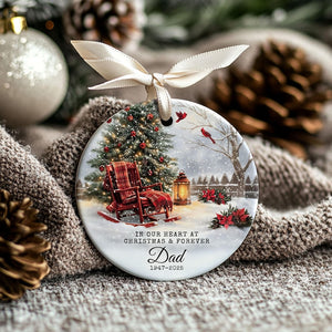 Custom Memorial Ornament Dad Remembrance Christmas Keepsake, Mom Loss Gift Memorial Day Glass Ornament, Loss of Father Gift In Loving Memory