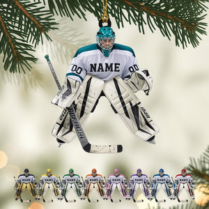Personalized Hockey Goalie Ornament 2025, Christmas Ornament, Tree Hanging Decor, Flat 2D Acrylic, Custom Name & Number Sports Gift