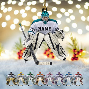 Personalized Hockey Goalie Ornament 2025, Christmas Ornament, Tree Hanging Decor, Flat 2D Acrylic, Custom Name & Number Sports Gift