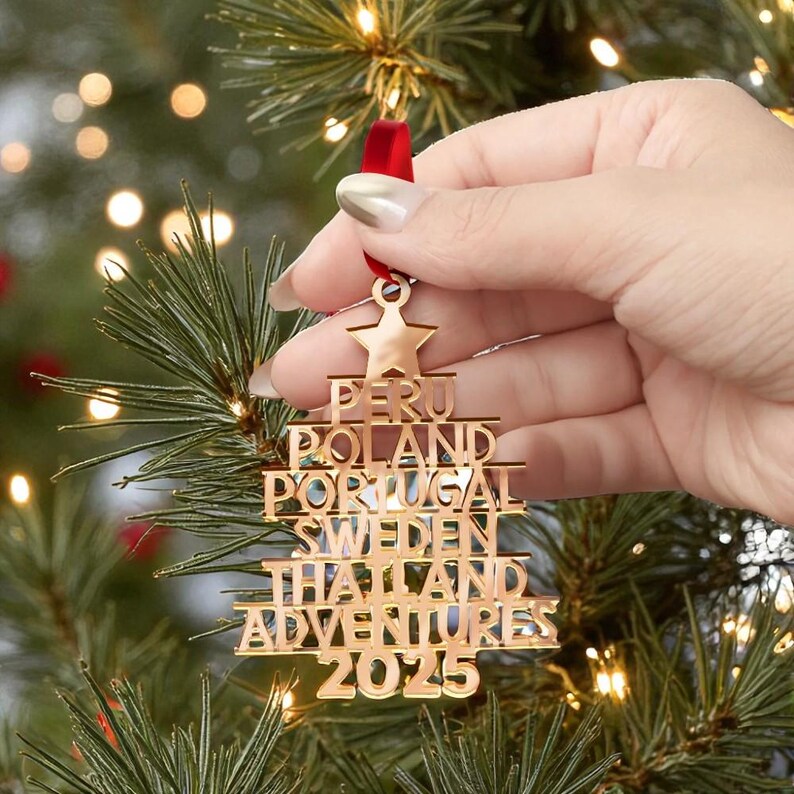 Travel Goal Destination Of The Year - Personalized DIY Mirror Acrylic Ornament