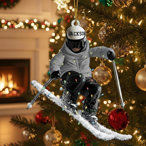 Personalized Skiing Ornament: Acrylic Christmas Gift for Skiers