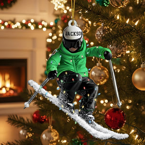 Personalized Skiing Ornament: Acrylic Christmas Gift for Skiers