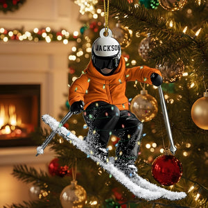 Personalized Skiing Ornament: Acrylic Christmas Gift for Skiers