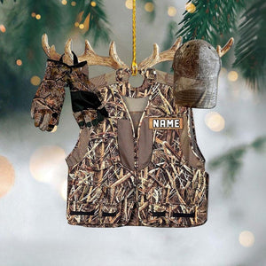 Personalized Hunting 2D Flat Acrylic Ornament, Gift for Deer Hunting Lovers, Hunter Christmas Ornament, Custom Hunting Ornament, Hunter Gift