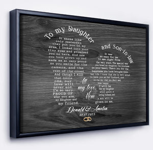 Personalized Daughter And Son In Law Wedding Gift, Gift For Daughter On Wedding Day, Gift For Groom From Mother Of Bride, Wedding Wall Art