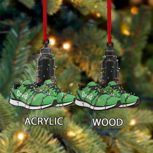 Personalized Running Shoes Christmas Ornament Custom Name Fitness Gift with Water Bottle