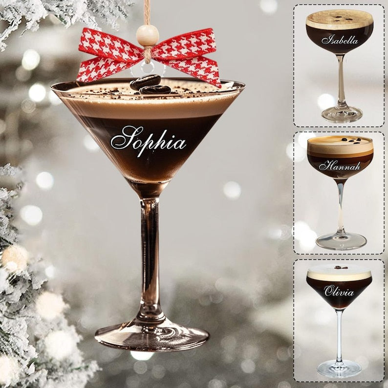 Personalized Name Espresso Martini Christmas Ornament, Espresso Martini Ornament, Espresso Martini Gift, Cocktail Lover Gift