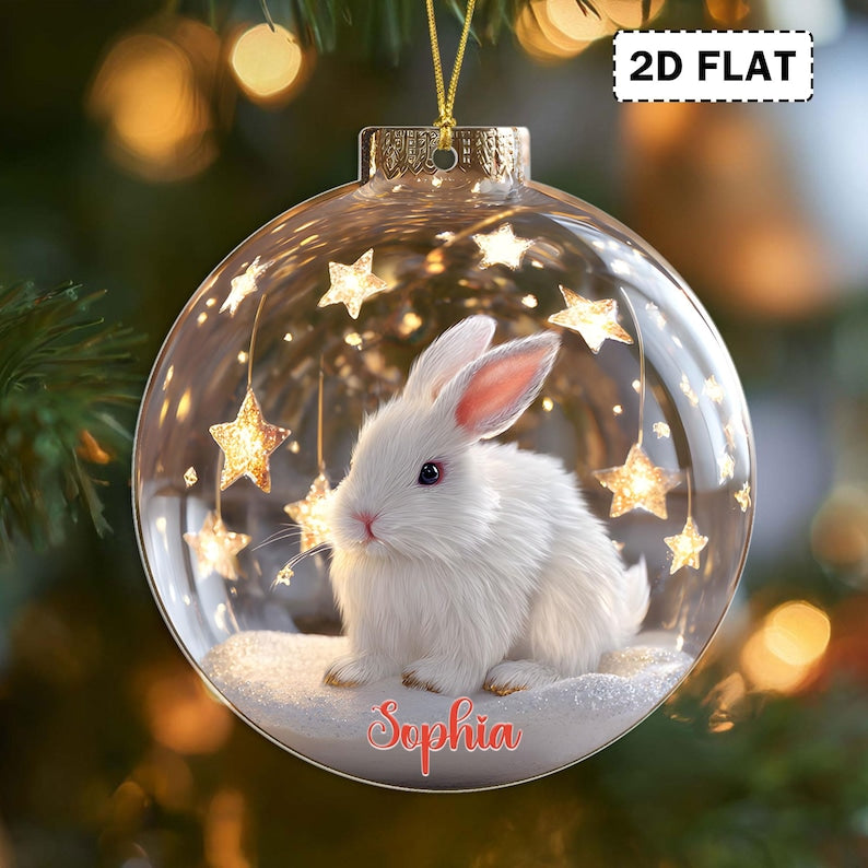 2D Flat Woodland Animal Christmas Acrylic Ornament Set, Personalized Wildlife Ornaments, Rustic Forest Animal Bauble Gift for Nature Lovers