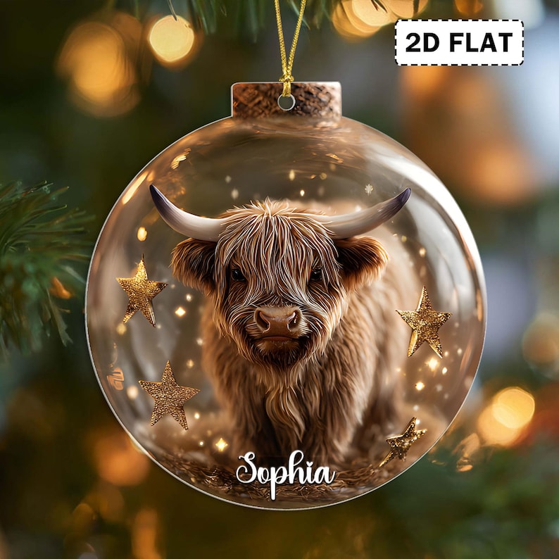 2D Flat Woodland Animal Christmas Acrylic Ornament Set, Personalized Wildlife Ornaments, Rustic Forest Animal Bauble Gift for Nature Lovers