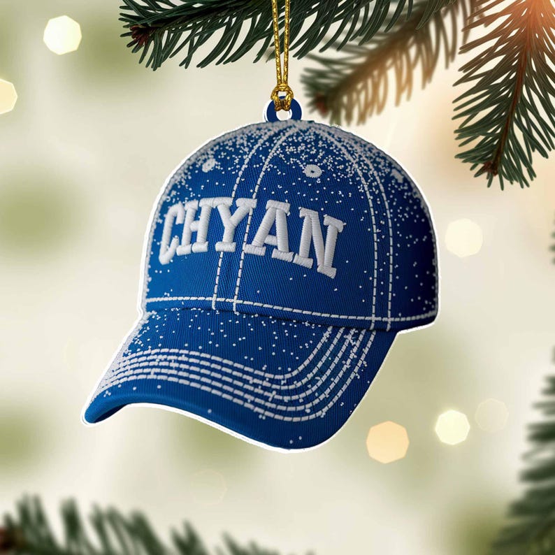 Custom Baseball Cap Flat 2D Acrylic Christmas Ornament Tree Hanging Decor Personalized Hat Ornament Gift for Sports Fans and Team Lovers