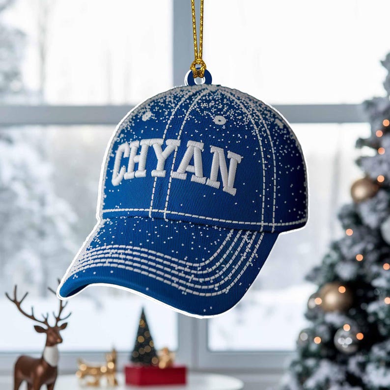 Custom Baseball Cap Flat 2D Acrylic Christmas Ornament Tree Hanging Decor Personalized Hat Ornament Gift for Sports Fans and Team Lovers