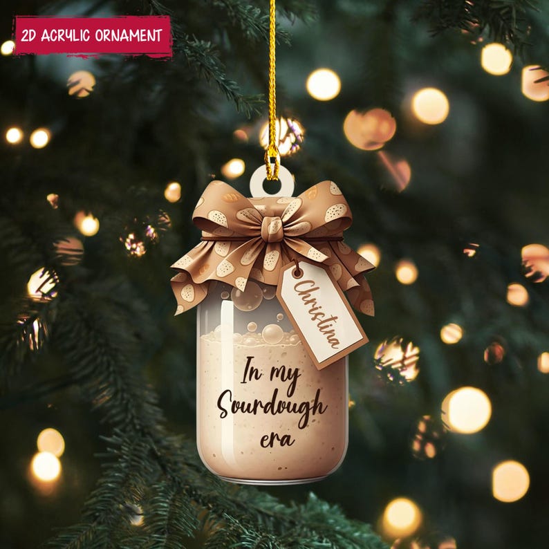 Sourdough Christmas Ornament, Personalized Bread Baking Lover Ornament 2025, Custom Name Baker Xmas Tree Decor, Holiday Gift for Foodies