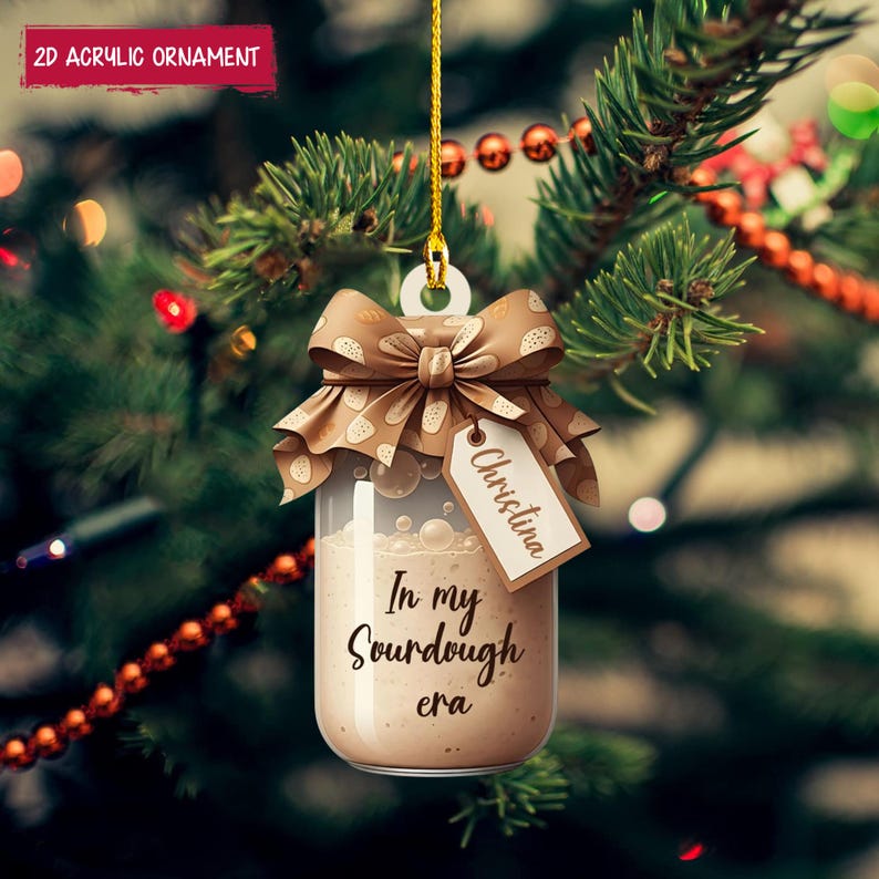 Sourdough Christmas Ornament, Personalized Bread Baking Lover Ornament 2025, Custom Name Baker Xmas Tree Decor, Holiday Gift for Foodies
