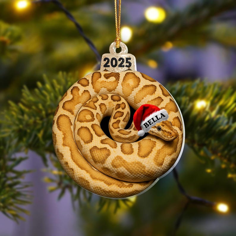 Personalized Ball Python Ornament 2025, Custom Snake Christmas Ornament, Reptile Lover Gift, Exotic Pet Ornament, Snake Owner Holiday Decor