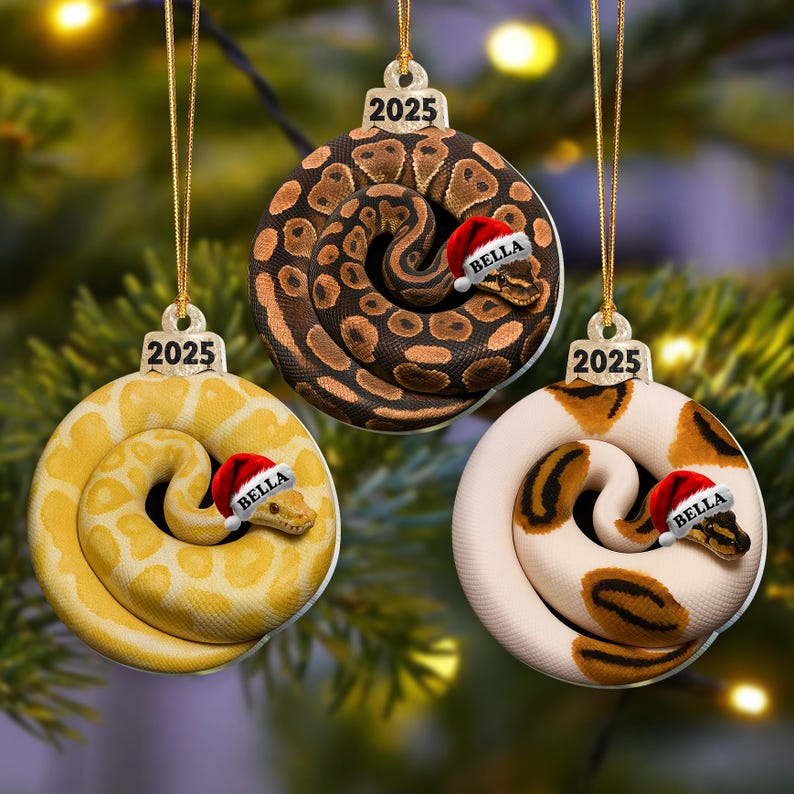 Personalized Ball Python Ornament 2025, Custom Snake Christmas Ornament, Reptile Lover Gift, Exotic Pet Ornament, Snake Owner Holiday Decor