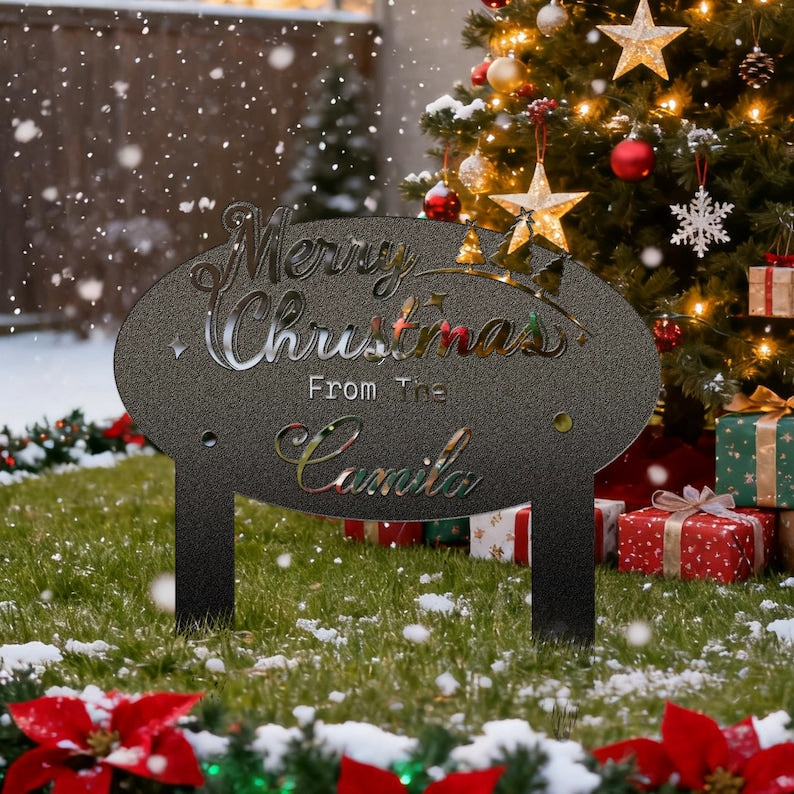 Personalized Christmas Metal Sign, Christmas Yard Decor, Christmas Outdoor Decor,Christmas Snow Decor, Custom Christmas Decor