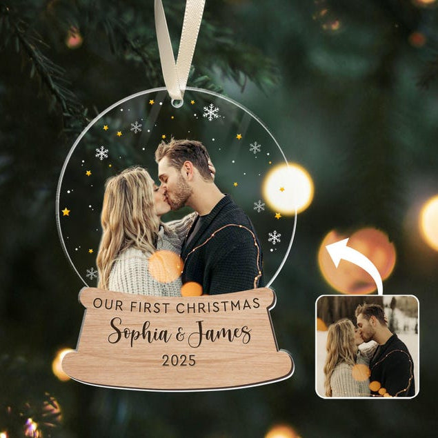Personalized First Christmas Ornament: Couple Photo, Anniversary Gift