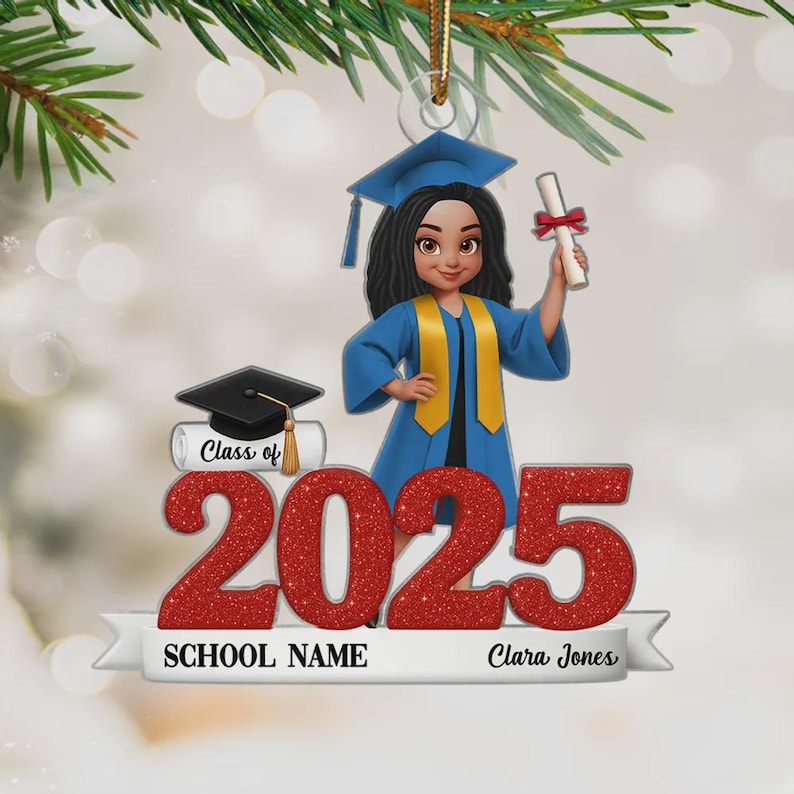 Class Of 2025 2026 2D Flat Senior Ornament, Personalized Acrylic Ornament, Christmas Gift For Senior, For Graduation