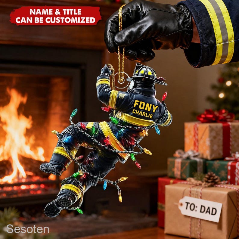 Personalized Firefighter Christmas 2025 Ornament, Custom Firefighter Ornament, Fireman Dad Gift, Christmas Firefighter Gifts, Fireman Gift