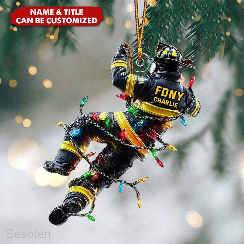Personalized Firefighter Christmas 2025 Ornament, Custom Firefighter Ornament, Fireman Dad Gift, Christmas Firefighter Gifts, Fireman Gift