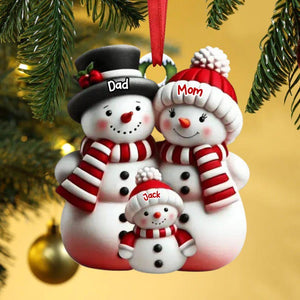 Personalized Snowman Ornament Acrylic Family Christmas Tree Decor Acrylic Snowman Family Hanging Ornament Personalized Christmas Ornaments