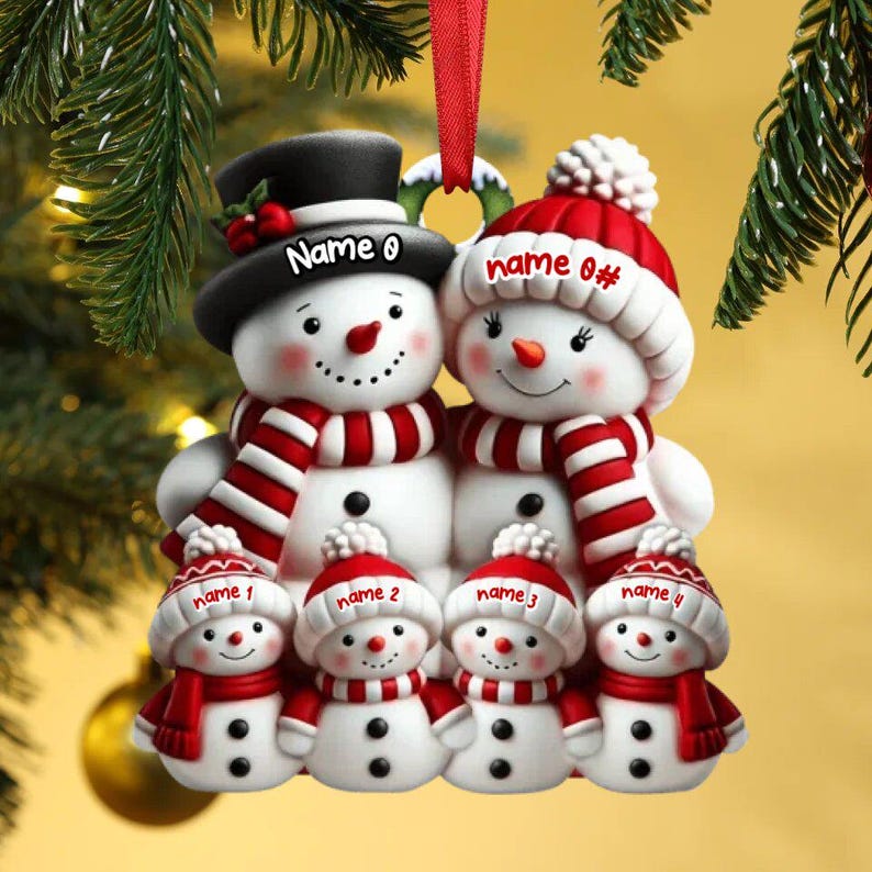Personalized Snowman Ornament Acrylic Family Christmas Tree Decor Acrylic Snowman Family Hanging Ornament Personalized Christmas Ornaments