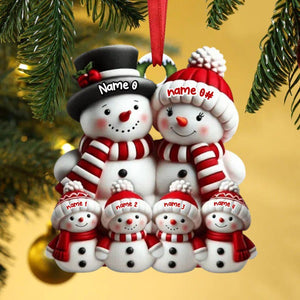 Personalized Snowman Ornament Acrylic Family Christmas Tree Decor Acrylic Snowman Family Hanging Ornament Personalized Christmas Ornaments