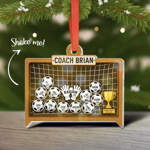 Soccer Field Coach Shaker 4D Ornament, Personalized Soccer Coach Christmas Gift, Coach Sign W Players Names, Soccer Gifts for Team Christmas