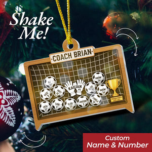 Soccer Field Coach Shaker 4D Ornament, Personalized Soccer Coach Christmas Gift, Coach Sign W Players Names, Soccer Gifts for Team Christmas