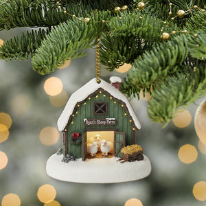 Personalized Sheep Farm Christmas Ornament Rustic Barn Holiday Decor