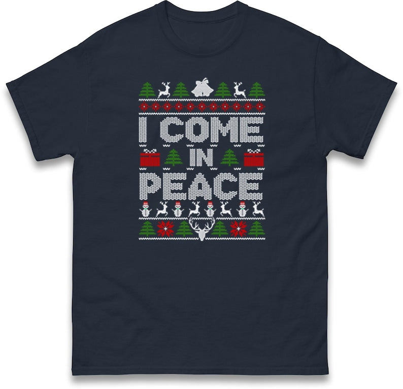Couples Matching His & Hers Christmas Jumper, Xmas Funny I Come In Peace, Peace Hoodie, Adult Humour Christmas T Shirt