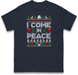 Couples Matching His & Hers Christmas Jumper, Xmas Funny I Come In Peace, Peace Hoodie, Adult Humour Christmas T Shirt