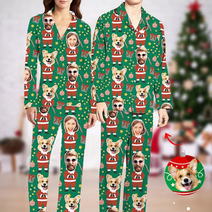 Custom Face Christmas Pajamas - Personalized Photo Pajamas with Pet or Human Face - Matching Family Christmas PJs - Holiday Gift Sleepwear