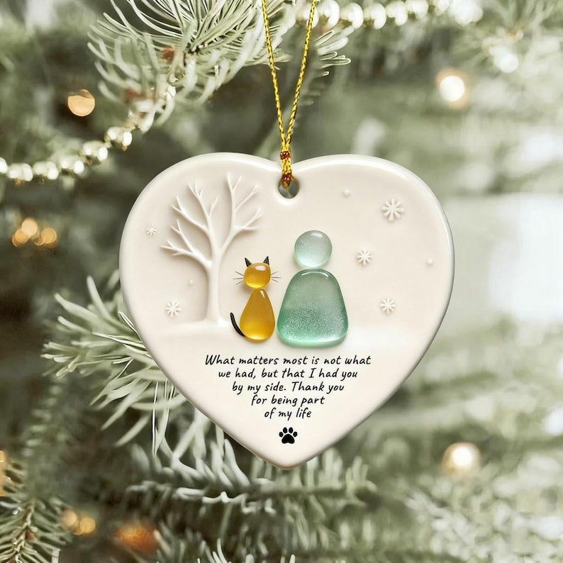 Custom Dog Lover Ornament Sea Glass Heart Keepsake Gift, Pet Memorial Christmas Decoration, There Is No Greater Joy Quote