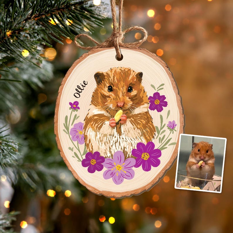 Custom Pet Portrait From Photo Ornament, Pet Christmas Ornament, Pet Memorial Gift, Dog Lover Gift, Dog Mom Gift, Christmas Tree Decor