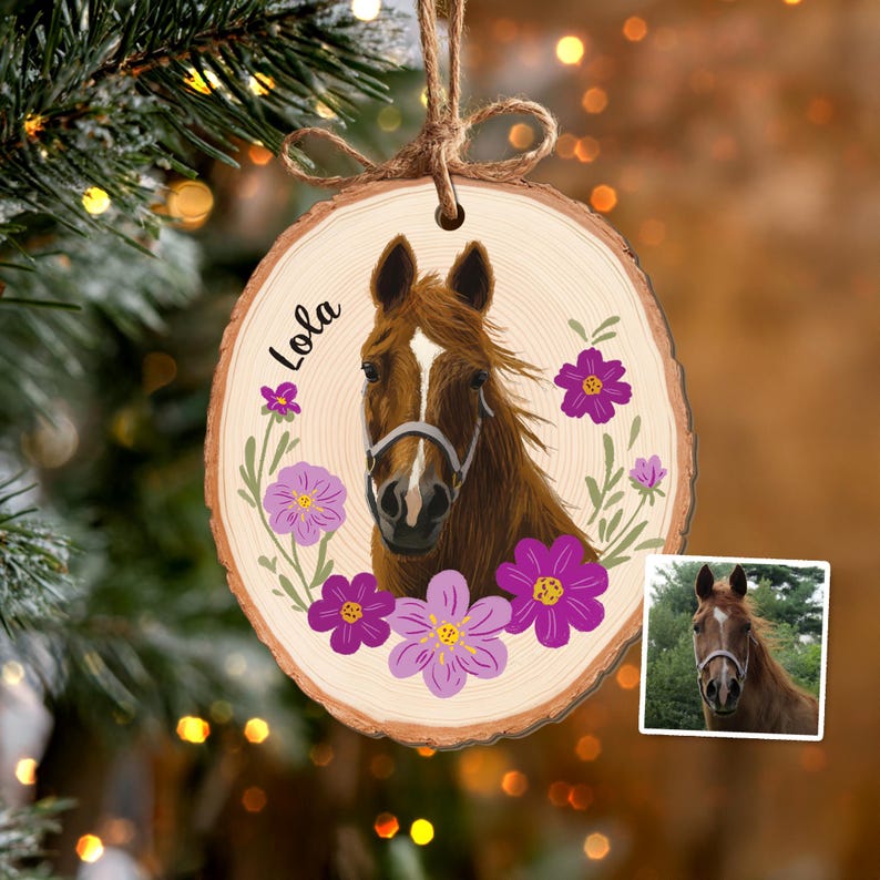 Custom Pet Portrait From Photo Ornament, Pet Christmas Ornament, Pet Memorial Gift, Dog Lover Gift, Dog Mom Gift, Christmas Tree Decor