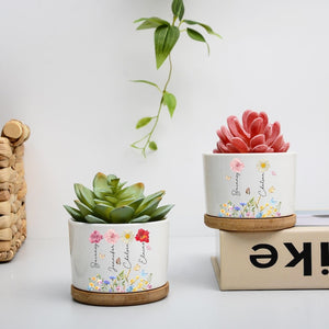 Personalized Friendship Ceramic Plant Pot, Custom Friend Birth Month Flower Pot, Friendship Gift, Bestie Gift, Best Friend Gift, Plant Lover