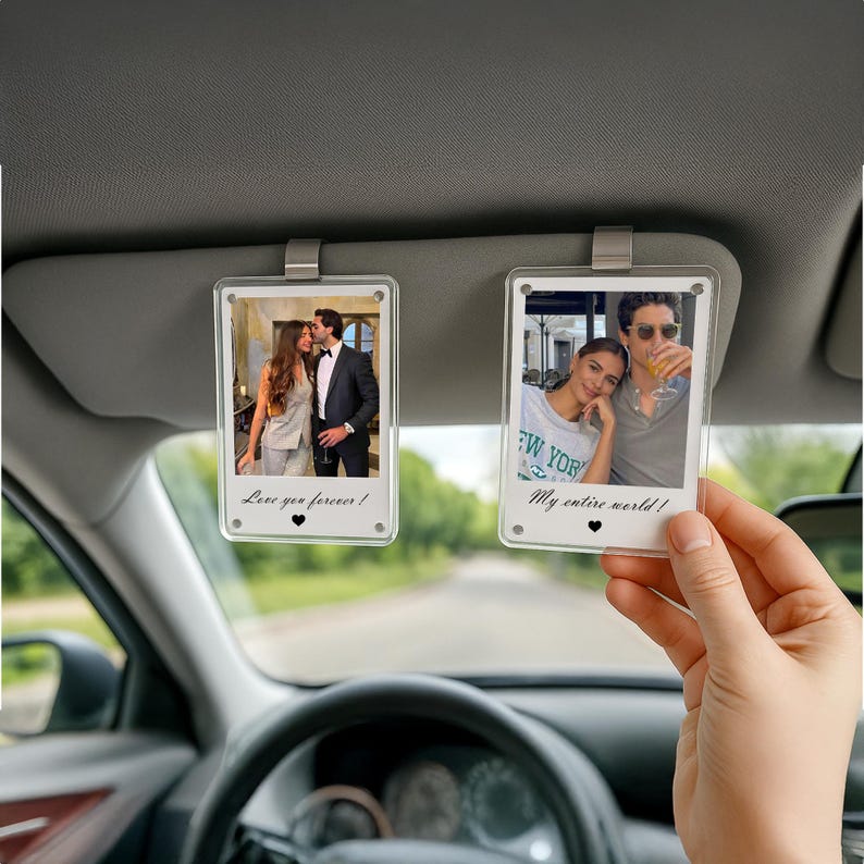 Add Your Own Polaroid Photo Car Visor Clip, Custom visor clip, Personalized Gifts for Him, photo for car Couples gift for him, Wedding gifts