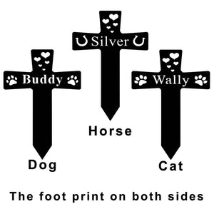 Custom Metal Pet Memorial Garden Stake,Personalized Dog Memorial Plaque,Pet Garden Sign with Heart and Paw,Pet Grave Marker,Cross Yard Sign