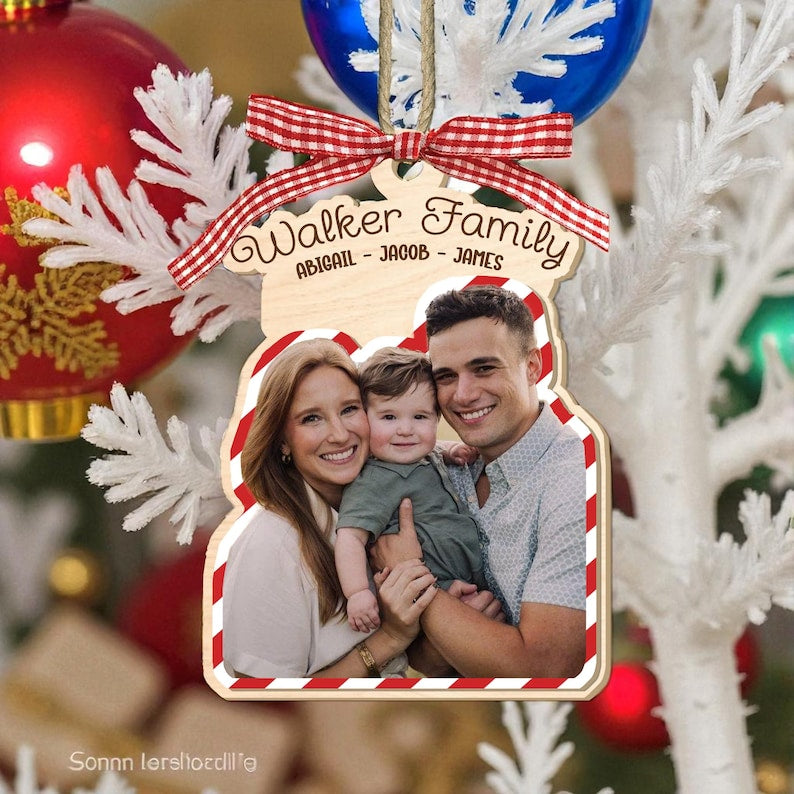 Custom Family Photo Christmas Ornament: Personalized Wood Keepsake