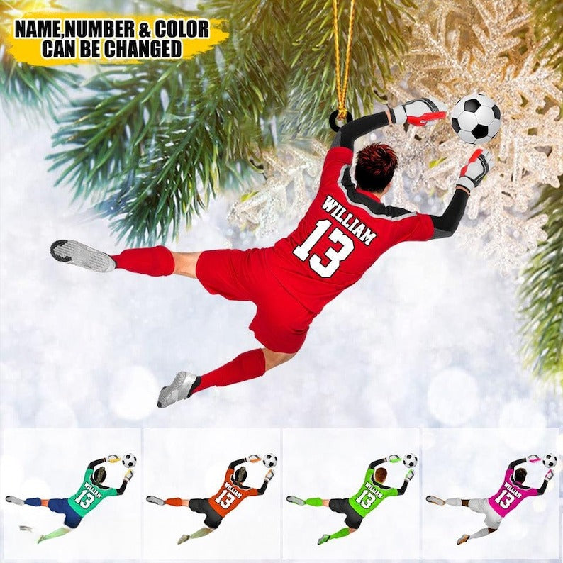 Custom Personalized Soccer Goalie Christmas Ornament, Custom Name Gift for Goalkeeper and Soccer Players, Holiday Keepsake Sports Decoration