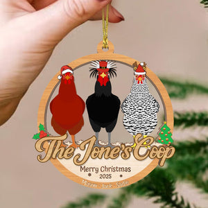 Custom 2 Layered Wooden Family Chicken Coop Ornament: Family Members Name