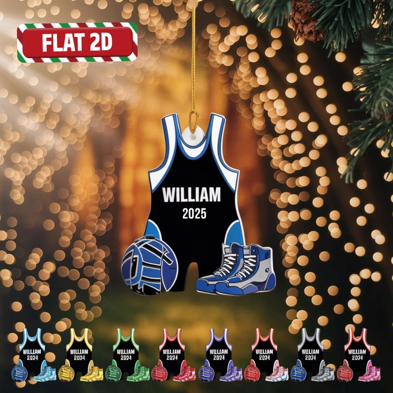Custom Basketball Jersey Flat Acrylic Christmas Ornament Tree Hanging Decor Personalized Sports Ornament Gift for Players and Basketball Fan