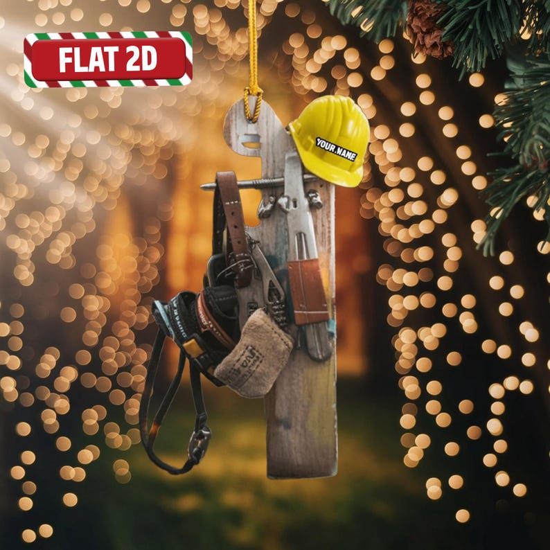 Custom Lineman Tools Flat 2D Acrylic Christmas Ornament Tree Hanging Decor Personalized Utility Worker Ornament Gift for Electricians