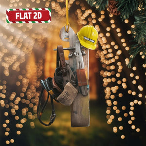 Custom Lineman Tools Flat 2D Acrylic Christmas Ornament Tree Hanging Decor Personalized Utility Worker Ornament Gift for Electricians