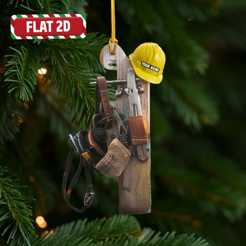 Custom Lineman Tools Flat 2D Acrylic Christmas Ornament Tree Hanging Decor Personalized Utility Worker Ornament Gift for Electricians