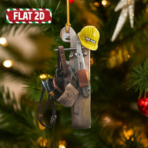 Custom Lineman Tools Flat 2D Acrylic Christmas Ornament Tree Hanging Decor Personalized Utility Worker Ornament Gift for Electricians